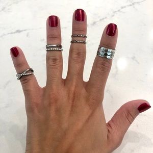 Set of silver midi rings